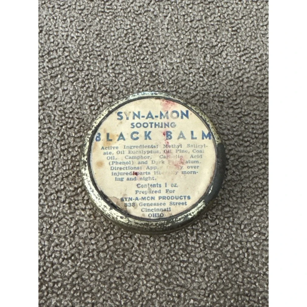 Vintage Syn-a-mon Soothing Black Balm EMPTY container (TD)